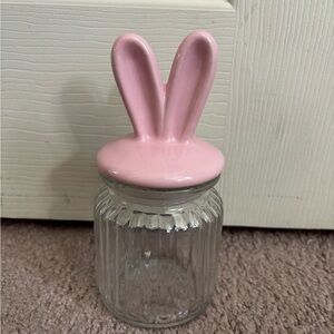 Pink Bunny Ear Glass Jar